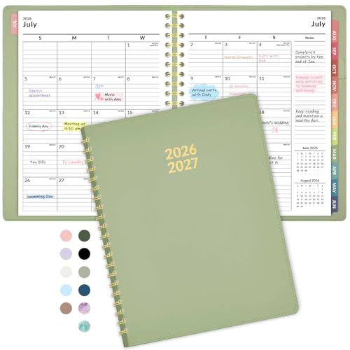 Forvencer Planner 2026-2027, Academic Planner Weekly & Monthly,Soft Cover - color: olive green, size: 8.5"x11" (Jul 2026-Jun 2027)