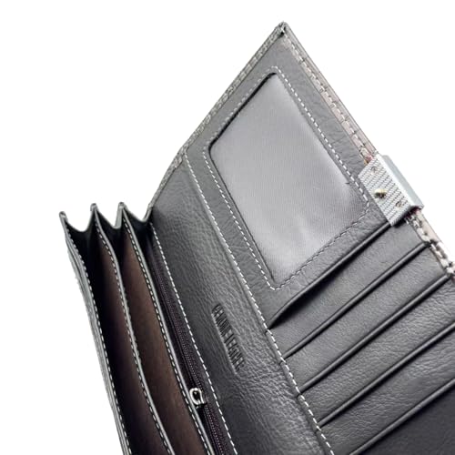 Women's Long Leather Wallet, Grayish | Credit Card Holder, Casual, Fashion Clutch, Purse - color: grayish