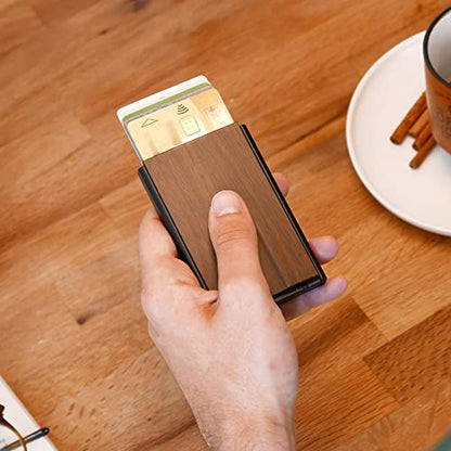 Automatic Aluminum Card Holder, RFID Protection. Model: SLIDER | Instant pop-up card access. Find the right card in seconds. Holds up to 6 cards. Ultra-slim design. - color: Collab Paiheme, size: One Size
