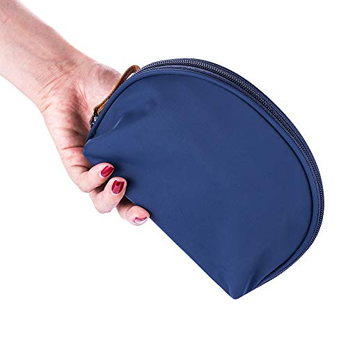 Hekyip Half Moon Cosmetic Bag, Travel Makeup Pouch, Portable Waterproof Cosmetic Pouch for Ladies Women, Small (NAVY BLUE) - color: NAVY BLUE