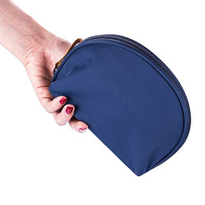 Hekyip Half Moon Cosmetic Bag, Travel Makeup Pouch, Portable Waterproof Cosmetic Pouch for Ladies Women, Small (NAVY BLUE) - color: NAVY BLUE