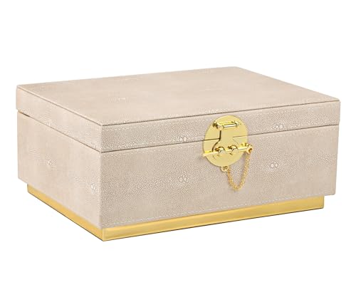 HofferRuffer Elegant Faux Leather Decorative Box, Storage Jewelry Box Organizer, Large Dresser Cosmetic Organizer Holder, Classic Jewelry Accessory Organizer, 11x8x4.8 inches (Light Grey) - color: Light Grey