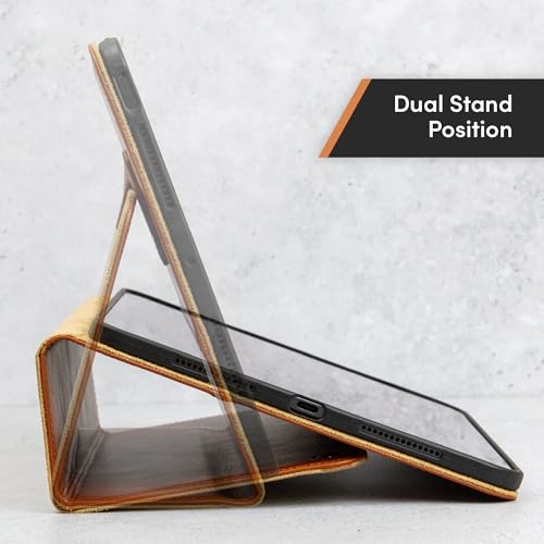 Casemade Real Leather Case Compatible with iPad Air 11-inch M4/M3/M2 (2026/2025/2024), iPad Air 5th/4th Generation 10.9'' - Full-Grain Leather Cover, Auto Sleep/Wake, Dual Stand Position (Tan) - color: Tan, size: iPad Air 11"