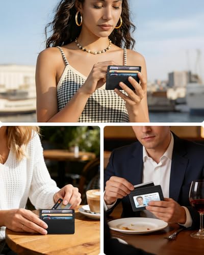 FINTIE Slim Minimalist Front Pocket Wallet RFID Blocking Credit Card Holder - color: Black