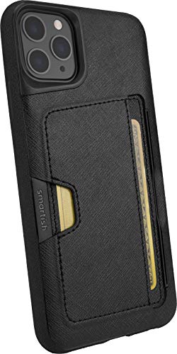 Smartish iPhone 11 Pro Max Wallet Case Card Holder, Wallet Slayer V2, Black | Holds 3 Cards + Cash, Slim Vegan Leather Credit Card Slot, Protective & Thin, Grip, Kickstand, Drop-Tested from 6 Feet - color: Black Tie Affair, size: iPhone 11 Pro Max