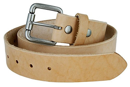 Made in U.S.A Belt Natural Finish Full Grain Leather Belt with Roller Buckle 1-1/2"(38mm) Wide - size: 36