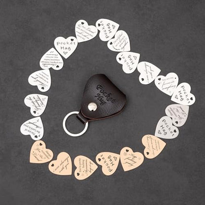 Qunrwe Pocket Hug Token,Long Distance Gifts Keepsake,Double Sided Inspirational Thinking of you Gift with Leather Keychain - color: Be Strong Be Brave Be Fearless