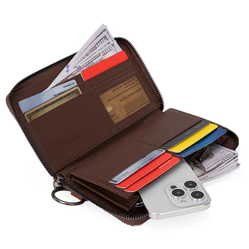 Wrangler Wallet Purse for Women Western Aztec Clutch Wristlet Wallet with Credit Card Holder - color: Angel Coffee