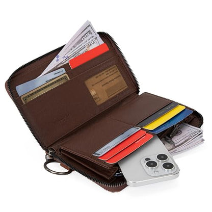 Wrangler Wallet Purse for Women Western Aztec Clutch Wristlet Wallet with Credit Card Holder - color: Angel Coffee