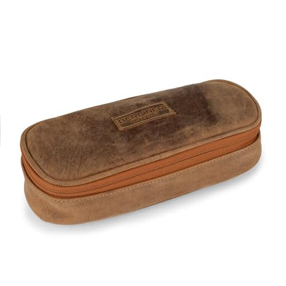 BERLINER BAGS Leather Pencil Case Felix, Pen Pouch For Men & Women- Brown | Genuine Leather Pencil Pouch, YKK Metal Zipper, Pen Loops Included, For Work and University - color: Walnut