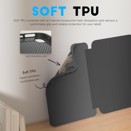Case for Galaxy Tab A9 Plus, Auto Wake/Sleep Function, Premium TPU Made for 360° Protection, Soft Touch and Classic Design Basic Case Compatible with Galaxy Tab A11 Plus Case Black - color: B-Black