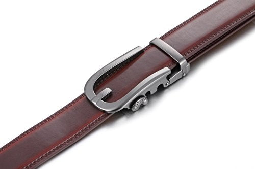 Marino Men’s Genuine Leather Ratchet Dress Belt With Automatic Buckle, Enclosed in an Elegant Gift Box - color: Vaulted Classic - Mahogany, size: Adjustable from 28" to 44" Waist