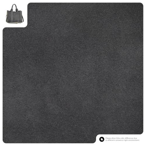 Italian Genuine Suede Tote Bag for Women with Adjustable Strap & Leather Trim | Structured Medium Shoulder Purse - color: Pewter