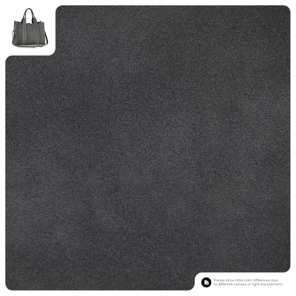 Italian Genuine Suede Tote Bag for Women with Adjustable Strap & Leather Trim | Structured Medium Shoulder Purse - color: Pewter
