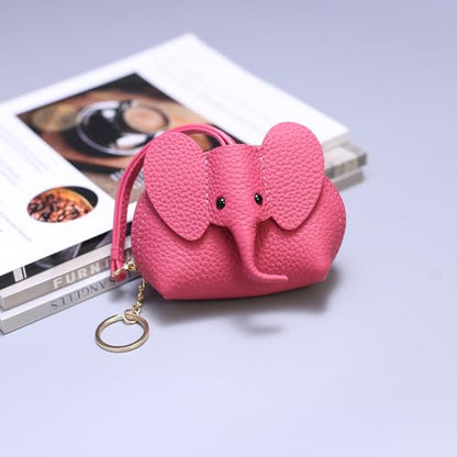 DORIS&JACKY Small Leather Coin Purse for Women Mini Elephant Zipper Wallet - color: 7-Rose Pink