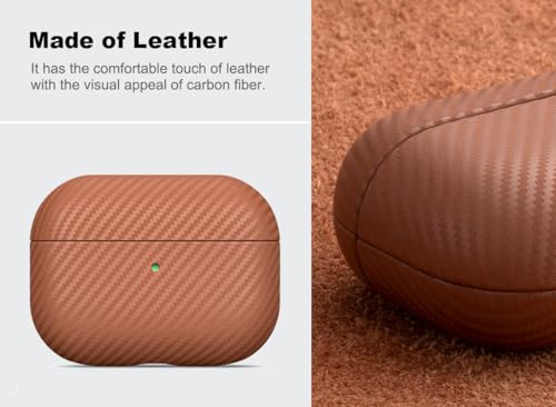 Haobobro Leather Case - for AirPods Pro 2 / AirPods Pro 2nd Generation Case | Selected Skin-friendly Cowhide Leather, Carbon Fibre Texture, Handmade Drop Protective Hard Cover - Brown - color: Brown, size: AirPods Pro 2