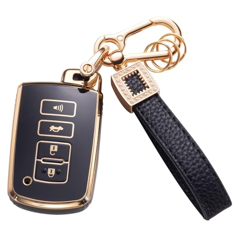for Toyota Key Fob Cover with Leather Lanyard, Car Key Fob Case Compatible with Tacoma Highlander Corolla Sequoia Camry Tundra Avalon RAV4 Smart Key Protector Holder - style: For Toyota B