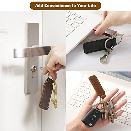 Jack&Chris Genuine Leather Car Keychain, Universal Key Fob Keychain, Leather Key Chain Holder for Men and Women, JC306 - color: Red Brown*2