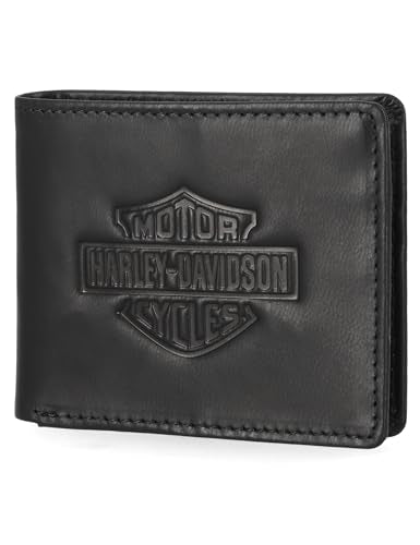 Harley-Davidson Men's Genuine Leather Rfid Blocking Wallet - color: Black (Indo Billfold)
