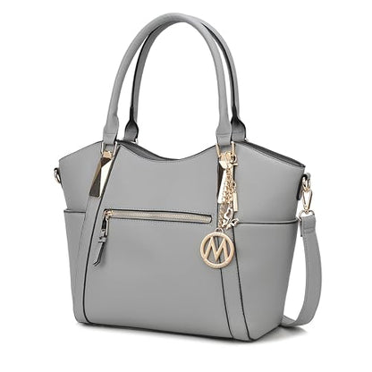 MKF Collection Tote Bag for Women Vegan Leather Shoulder Bag – Top-Handle Purse, Ladies Handbag by Mia K - color: Janise Grey