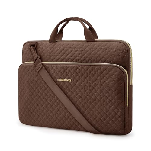 BAGSMART Laptop Sleeve Case with Handle Protective Water-Resistant | 15-15.6 inch Laptop Bag for Women Lightweight with Front Pockets, Compatible with MacBook, HP, Dell - color: Coffee brown, size: 15.6 Inch
