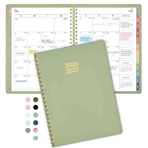Forvencer Planner 2026-2027, Academic Planner Weekly & Monthly,Soft Cover - color: olive green, size: 6.3"x8.4" (Jul 2026-Jun 2027)