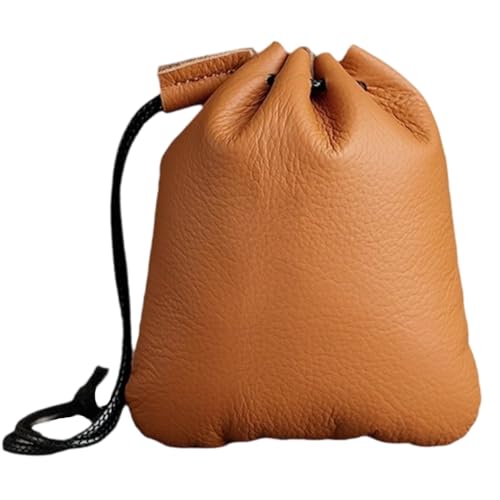4.7 Inch Mini Genuine Leather Drawstring Coin Purse Vintage Leather Change Bag Cowhide Jewelry Storage Pouch Waterproof Dice Holder Bag for Men Women Earphone Earring Money - style: Style 2