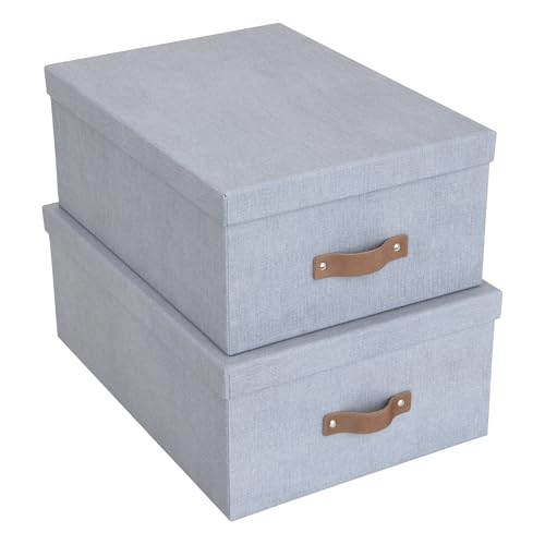 Bigso Box of Sweden Ulrika, Set of 2 - Large Storage Box (10.4 x 14.4 x 5.7in) and Small Storage Box (9.8 x 13.4 x 5.5in) - Decorative Storage Boxes with Lids - Memory Box for Keepsakes - Ash - color: Ash