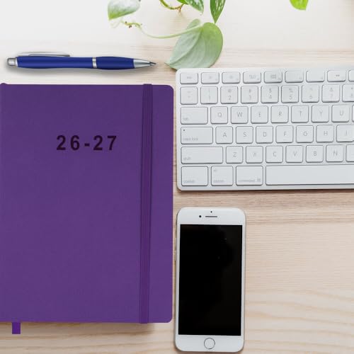 26-27 Academic Planner - Weekly and Monthly Planner, Jul 2026 - Jun 2027, Vegan Leather Cover, Elastic Closure, 7”x9.25”, Purple - color: Purple, size: 7”x9.25” (26-27)