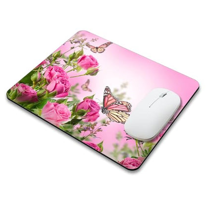 Beautiful Flowers Plants Mouse Pad Rubber Base Mouse Mat Non-Slip Mousepad for Office Desk Laptop Computer Mouse Pads - color: 07-Butterfly