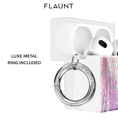 Flaunt Official Square AirPods 4 Case - Pink Mother of Pearl | Lightweight & Shockproof Case with Wireless Charging - Stylish Protective Case for AirPods 4 with Silver Ring - color: Pink Mother of Pearl, size: AirPods 4