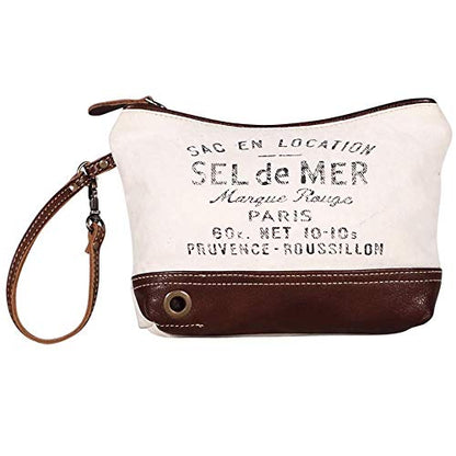 Myra Bag Sel De Mer Canvas Purses for Women - Canvas Tote Bag with Leather Strap, French Inspired Fabric Handbags for Women - style: Spunky Pouch