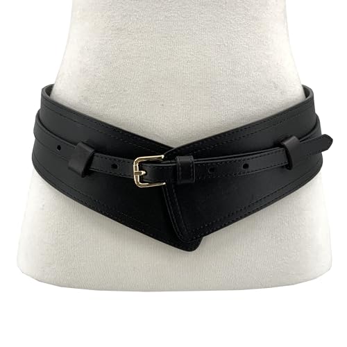 Women Wide Waistband, High and Low Waist Full Grain Leather Skinny Boho Concho Belt - color: Black, size: 40"(fits 38”-41”)