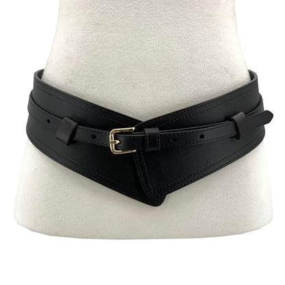 Women Wide Waistband, High and Low Waist Full Grain Leather Skinny Boho Concho Belt - color: Black, size: 40"(fits 38”-41”)