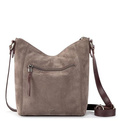 The Sak Ashland Crossbody Purse - Women's Leather Handbag For Everyday & Travel - Cross Body With Adjustable Shoulder Strap - color: Mushroom Suede