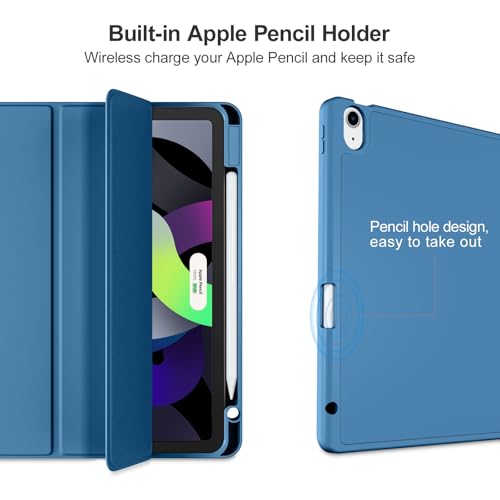 Akkerds for iPad Air 11 Inch Case M4/M3/M2, Air 5th/4th Gen 10.9, Bluemist | With Pencil Holder, for iPad Air Case 2026/2025/2024/2022/2020, Soft TPU Back, Slim Trifold Stand Cover, Auto Sleep/Wake - color: Bluemist