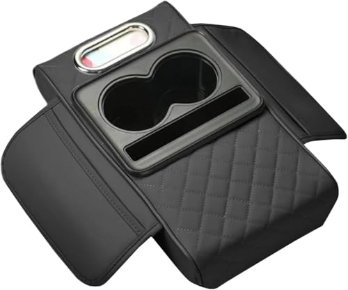 Multifunctional PU Leather Car Armrest Cover, Universal Center Console Organizer with Storage Box, Cup Holder, Phone Holder & Tissue Slot, Interior Car Accessories Armrest Mat for Cars