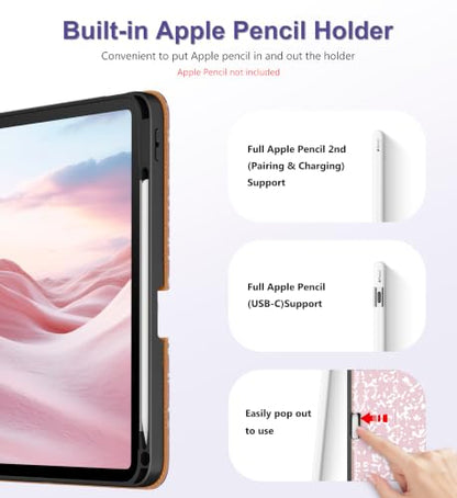 DTTO for iPad Air 11-inch Case M4 / M3 / M2 (2026/2025/2024), Pink Book | Slim Reading PU Leather Cover with Pencil Holder for iPad Air 5/4, Card Slot, Vertical & Horizontal Angles, Auto Wake/Sleep - color: Pink Notebook