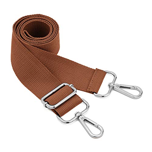 DEVPSISR Wide Shoulder Purse Strap Replacement Adjustable Belt Canvas Bag Crossbody Handbag - color: Silver Buckle-coffee