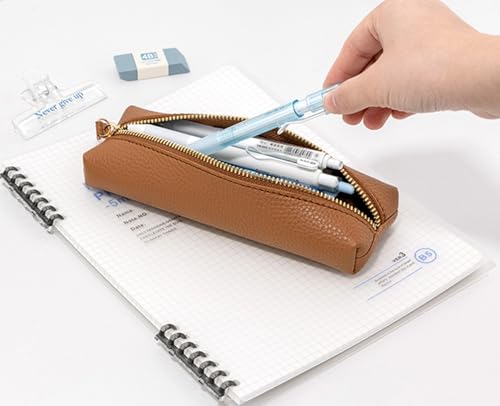 PU Pencil Pen Case Portable Stationery Bag Big Capacity Pencil Pouch Cosmetic Organizer Bag for School Office Woman Man (Black) - color: Black