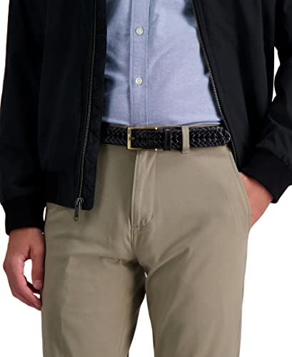 DOCKERS Men's Braided Leather Belt, Fully Adjustable Casual Strap for Everyday Wear - color: Black Glazed, size: 50