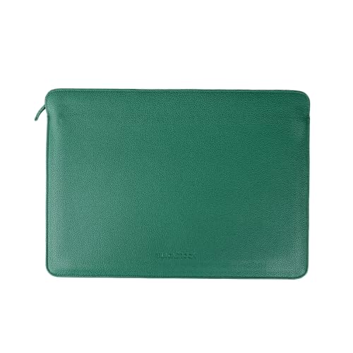 BlackBrook Tyler Leather Sleeve for MacBook Air 15 Inch & Pro 16 Inch | Handcrafted by Artisans, For Work, Travel & Daily Carry, Ages Without Peeling - color: Pebble Green