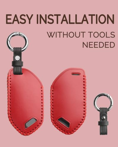 for Kia Key Fob Cover Leather - K4 K5 GT Line Sorento Telluride Carnival EV5 EV9 2026 2025 2024 2023, Handcrafted Smart Remote Key Fob Case - Chilli Pepper, 5 Buttons - color: Chilli Pepper