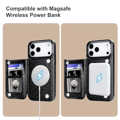 HAOPINSH for MagSafe Wallet Case for iPhone 17 Pro Max,Black Leopard - color: Black Leopard for MagSafe