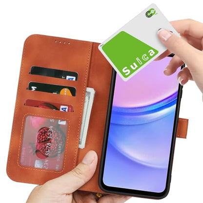 for Samsung Galaxy A15 5G Case Wallet with Card Holder,Galaxy A15 5G Wallet Case for Men Women,PU Leather Magnetic Buckle Stand Flip Cover-Light Brown - color: A2-Light brown