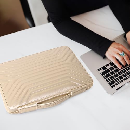 DOMISO 17.3 Inch Laptop Sleeve Case, Shockproof Waterproof Soft EVA Protective Bag with Handle, Lightweight Carrying Case for 17-17.3" Notebook/Dell/Lenovo/HP/MSI/ASUS, Gold - color: Gold, size: 17 - 17.3 Inch