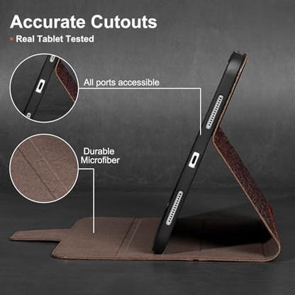Gexmil Leather Case for iPad Air 11 Inch M4/M3/M2,10.9 Inch,Crocodile Brown | Genuine Leather Cover for iPad Air 2026/2025/2024/2022/2020,Magnetic Closure,Protective Folio Pencil Holder,Adjustable Stand - color: Crocodile Pattern Brown