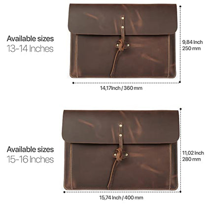 Londo Real Grain Leather MacBook Pro and MacBook Air Case, Front Pocket & Flap Closure - 16 Inch - 15 Inch - 15.5 Inch (M4, M3, M2, M2, M1, Pro & Max) 2020 to 2024 Models - color: Cinnamon, size: 15-16 inches