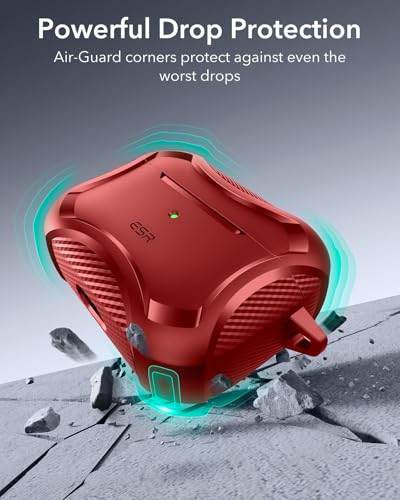 ESR for AirPods Pro 2nd Generation Case, Compatible with Airpods Pro Case 2nd/1st Gen (2023/2022/2019), Compatible with MagSafe, Powerful Drop Protection, Magnetic Lid with Cleaner Kit, Red | Compatible with Airpods Pro Case 2nd / 1st Generation (2023/202