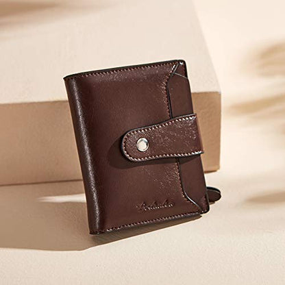 BOSTANTEN Leather Womens Wallet Small RFID Blocking Credit Card Holder | Removable ID Window, Zipper Coin Pocket, Bifold, Minimalist, Fits Small Purses, Daily Use, Ladies Gifts, Coffee - color: 3-coffee